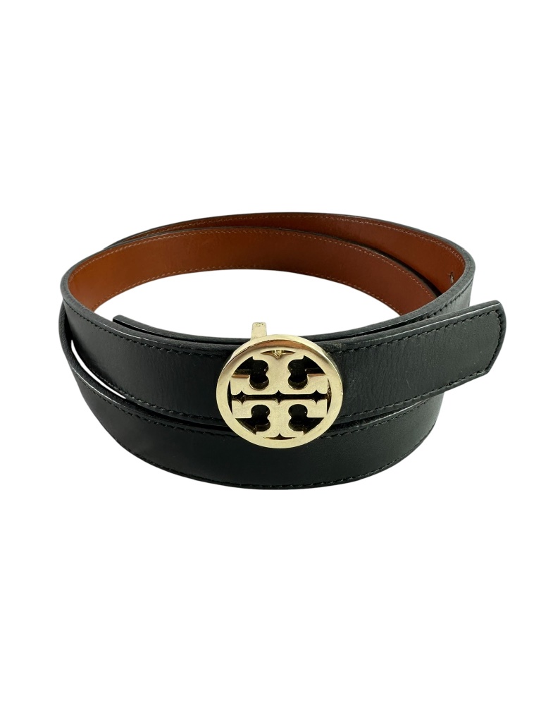 Genuine Tory Burch Black Brown Leather Belt Unisex Reversible 36